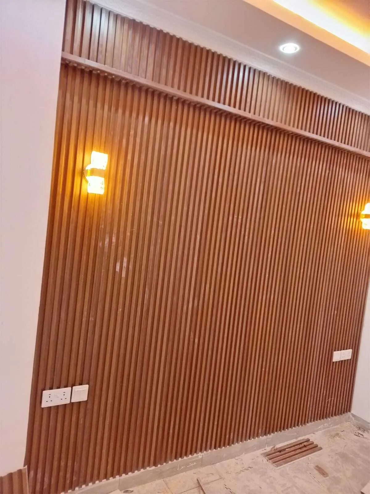 Timber-slat feature wall
