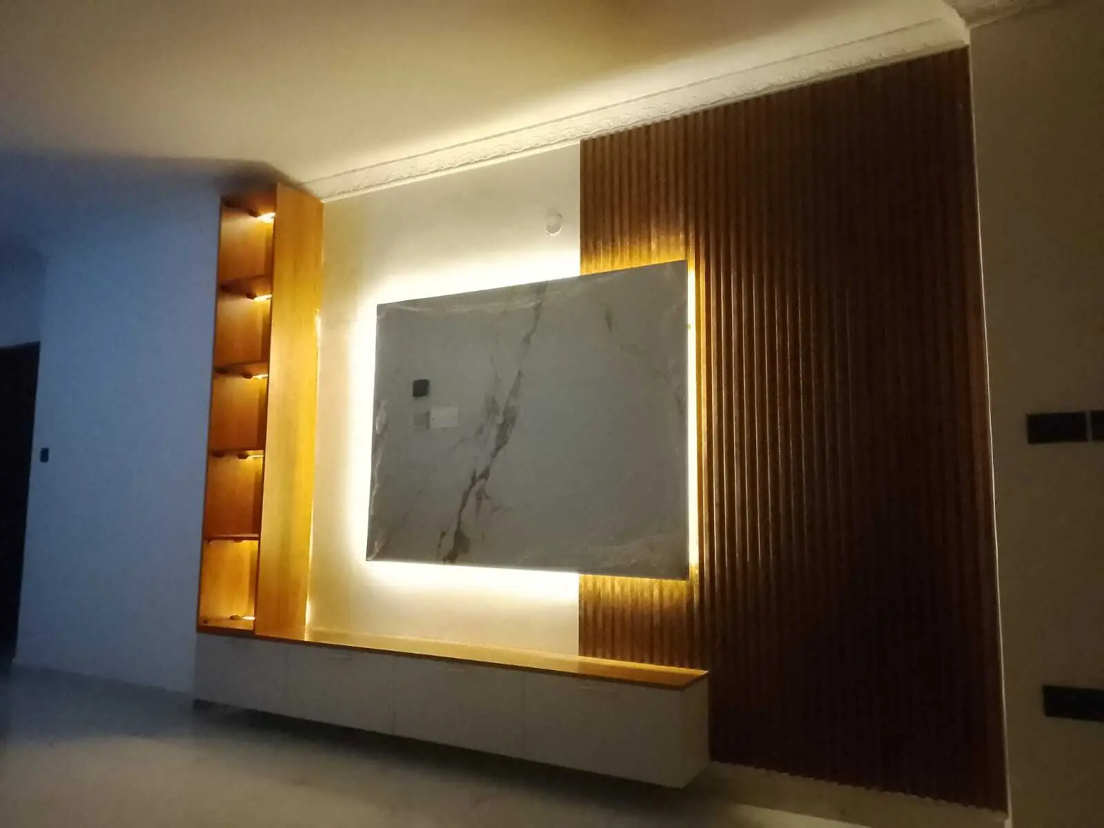 Illuminated TV feature wall